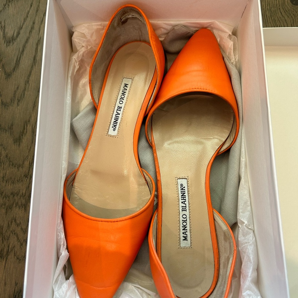 Authentic Manolo Blahnik Orange Slides - image 3